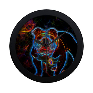 English Bulldog Glow Design 2 Black Circular Plastic Wall clock - TeeAmazing