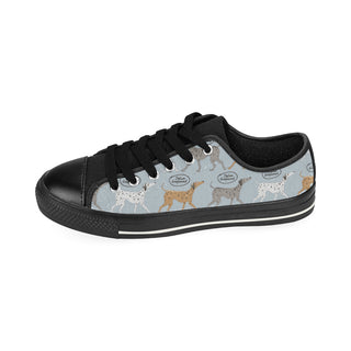 Italian Greyhound Pattern Black Low Top Canvas Shoes for Kid - TeeAmazing