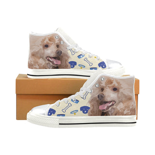 Poodle Dog White High Top Canvas Shoes for Kid - TeeAmazing