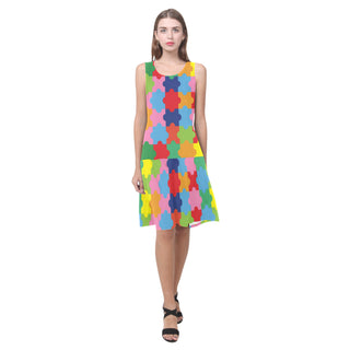 Autism Sleeveless Splicing Shift Dress - TeeAmazing