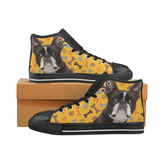 Boston Terrier Black High Top Canvas Shoes for Kid - TeeAmazing