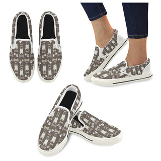 Pug Water Colour Pattern No.1 White Women's Slip-on Canvas Shoes/Large Size (Model 019) - TeeAmazing