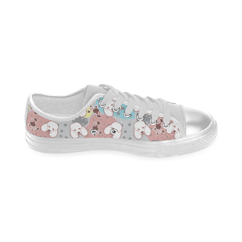 Poodle Pattern White Canvas Women's Shoes/Large Size - TeeAmazing