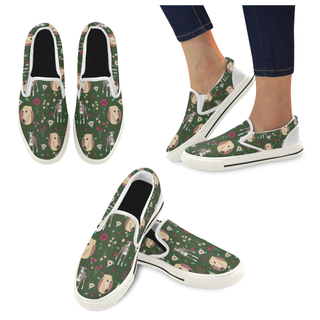 Greyhound Flower White Women's Slip-on Canvas Shoes - TeeAmazing
