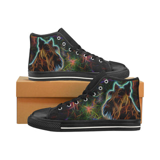 Scottish Terrier Glow Design 2 Black Men’s Classic High Top Canvas Shoes /Large Size - TeeAmazing