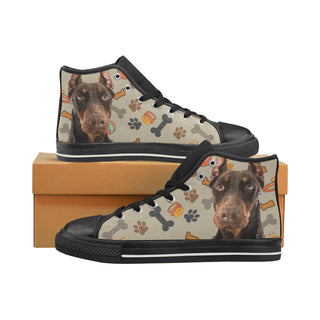 Doberman Dog Black High Top Canvas Shoes for Kid - TeeAmazing