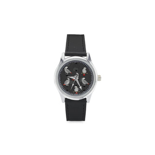 African Greys Kid's Stainless Steel Leather Strap Watch - TeeAmazing