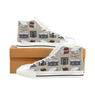 Drum Pattern White High Top Canvas Shoes for Kid - TeeAmazing
