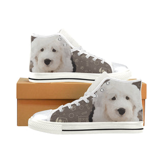 Old English Sheepdog Dog White High Top Canvas Women's Shoes/Large Size - TeeAmazing