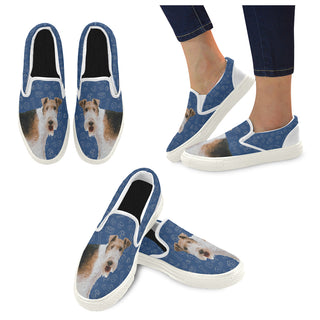 Wire Hair Fox Terrier Dog White Women's Slip-on Canvas Shoes - TeeAmazing