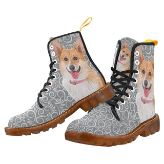 Corgi Lover Black Boots For Men - TeeAmazing