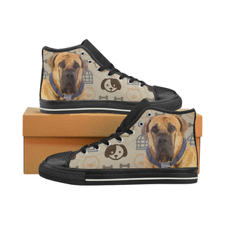 English Mastiff Dog Black High Top Canvas Women's Shoes/Large Size - TeeAmazing