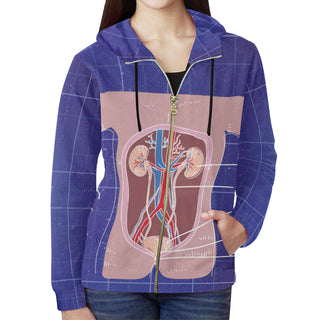 Anatomy All Over Print Full Zip Hoodie for Women - TeeAmazing
