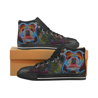 English Bulldog Glow Design 2 Black High Top Canvas Shoes for Kid - TeeAmazing