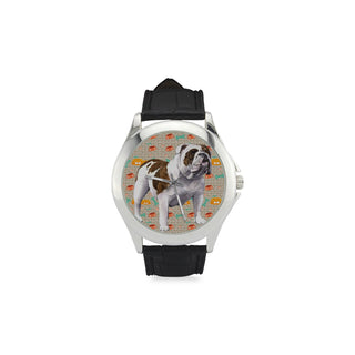 English Bulldog Women's Classic Leather Strap Watch - TeeAmazing