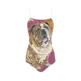 English Bulldog Water Colour No.2 Strap Swimsuit - TeeAmazing