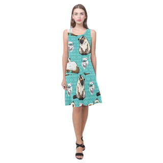 Himalayan Cat Sleeveless Splicing Shift Dress - TeeAmazing