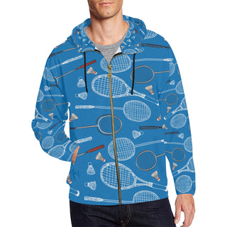 Badminton Pattern All Over Print Full Zip Hoodie for Men - TeeAmazing