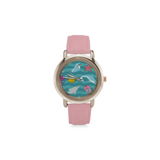 Dolphin Women's Rose Gold Leather Strap Watch - TeeAmazing