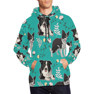Border Collie Flower All Over Print Hoodie for Men (USA Size) (Model H13) - TeeAmazing
