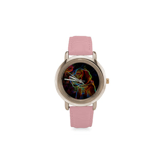 Beagle Glow Design 1 Women's Rose Gold Leather Strap Watch - TeeAmazing