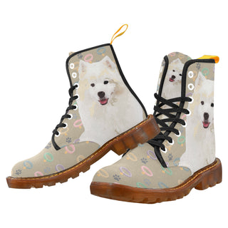 American Eskimo Dog Black Boots For Women - TeeAmazing