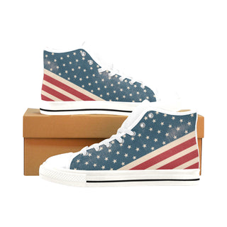 4th July V2 White Men’s Classic High Top Canvas Shoes /Large Size - TeeAmazing