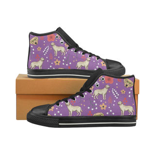 Labrador Retriever Flower Black Men’s Classic High Top Canvas Shoes - TeeAmazing