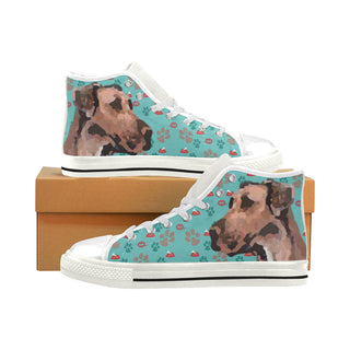 Smart Great Dane White Men’s Classic High Top Canvas Shoes - TeeAmazing