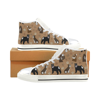 Miniature Schnauzer Pattern White High Top Canvas Shoes for Kid - TeeAmazing