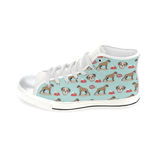 Boxer Pattern White High Top Canvas Shoes for Kid - TeeAmazing
