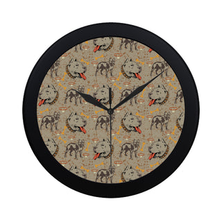 Pitbull Pattern Black Circular Plastic Wall clock - TeeAmazing
