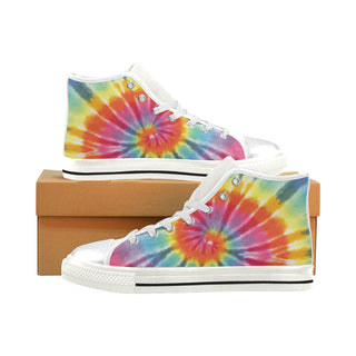 Tie Dye White High Top Canvas Shoes for Kid - TeeAmazing