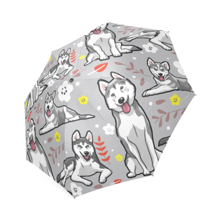 Siberian Husky Flower Foldable Umbrella - TeeAmazing