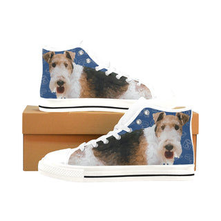 Wire Hair Fox Terrier Dog White Men’s Classic High Top Canvas Shoes /Large Size - TeeAmazing
