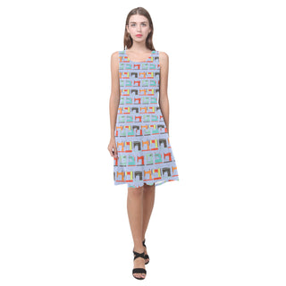 Sewing Machine Pattern Sleeveless Splicing Shift Dress - TeeAmazing