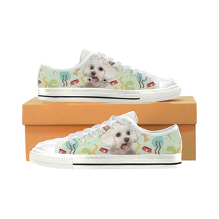 Maltipoo White Canvas Women's Shoes/Large Size - TeeAmazing