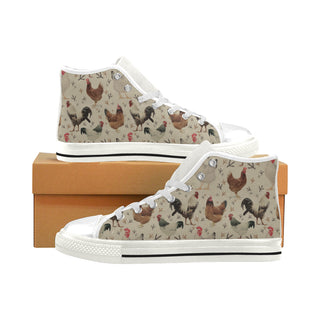Chicken White Men’s Classic High Top Canvas Shoes - TeeAmazing