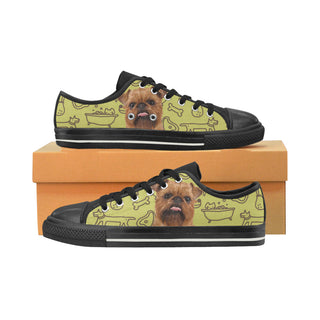 Brussels Griffon Black Low Top Canvas Shoes for Kid - TeeAmazing