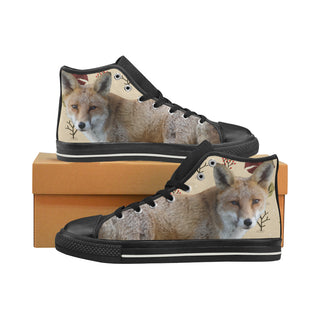 Fox Black High Top Canvas Shoes for Kid - TeeAmazing