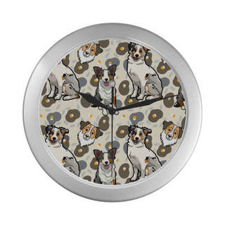 Australian Shepherd Flower Silver Color Wall Clock - TeeAmazing
