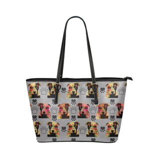 Pit Bull Pop Art Pattern No.1 Leather Tote Bag/Small - TeeAmazing