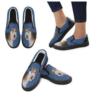 Wire Hair Fox Terrier Dog Black Women's Slip-on Canvas Shoes - TeeAmazing