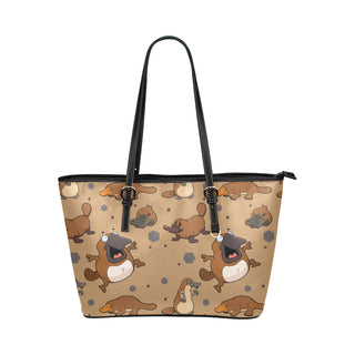 Platypus Pattern Leather Tote Bag/Small - TeeAmazing