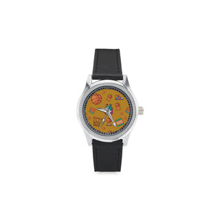 Basketball Pattern Kid's Stainless Steel Leather Strap Watch - TeeAmazing