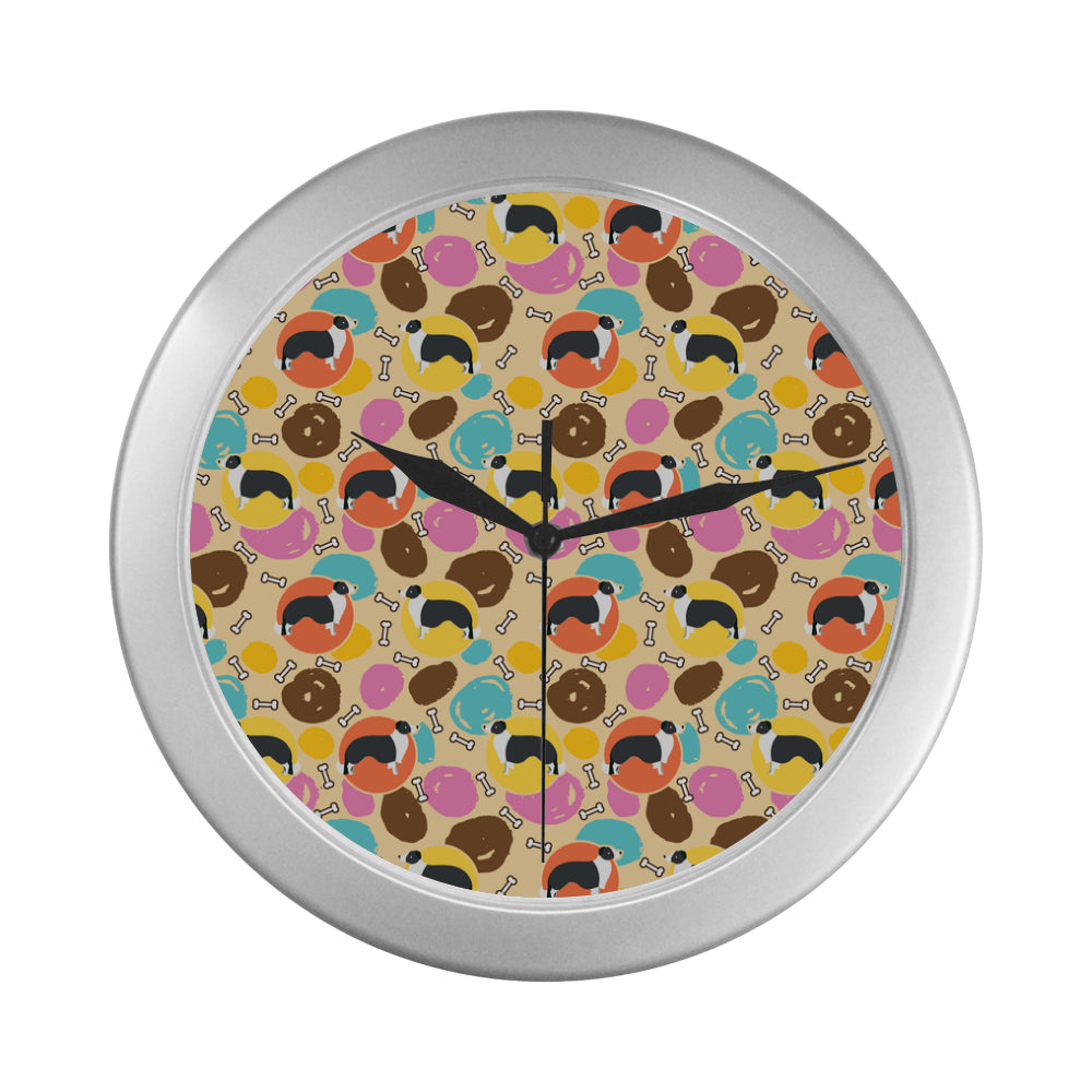 Border Collie Pattern Silver Color Wall Clock - TeeAmazing
