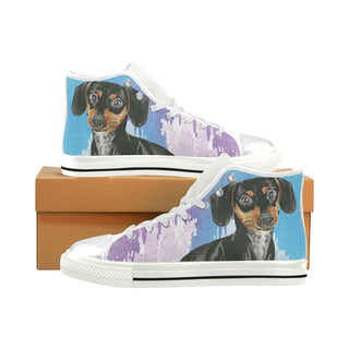 Dachshund Water Colour No.1 White High Top Canvas Shoes for Kid - TeeAmazing