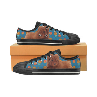 Baby Poodle Dog Black Low Top Canvas Shoes for Kid - TeeAmazing