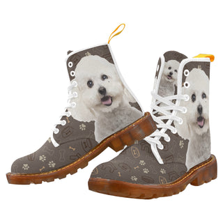 Bichon Frise Dog White Boots For Men - TeeAmazing