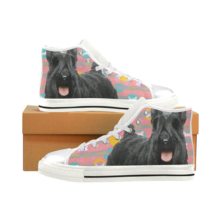 Cute Scottish Terrier White High Top Canvas Women's Shoes/Large Size - TeeAmazing